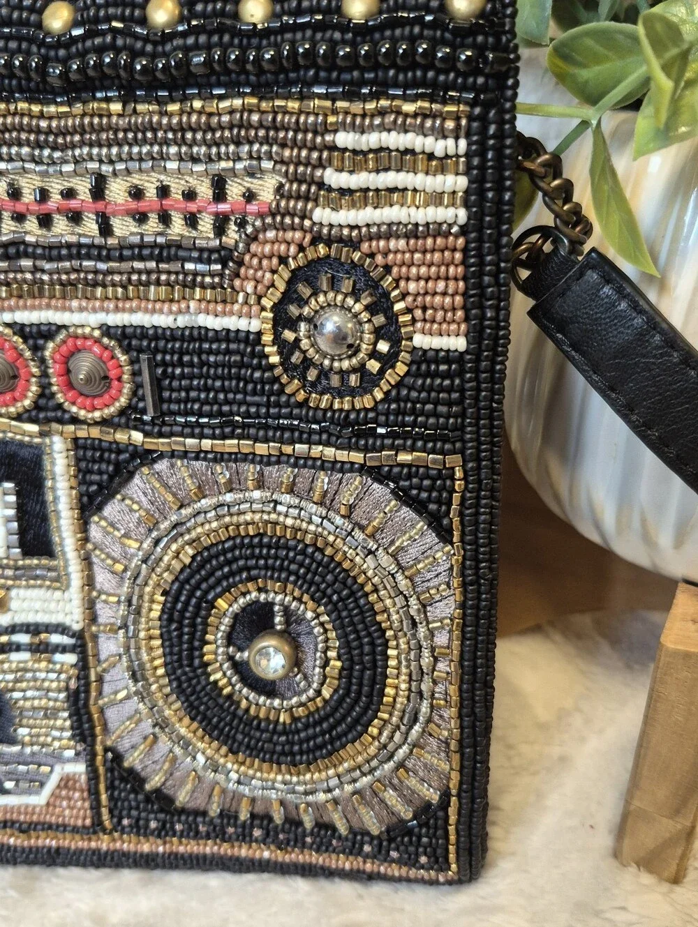 Mary Frances Beaded Crossbody Handbag Purse Boombox Radio Funky Town Designer